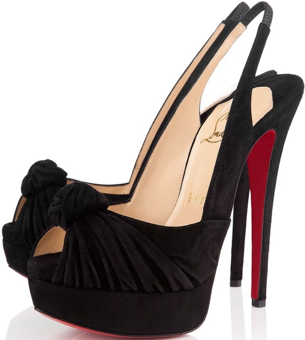 Christian Louboutin "Jenny Sling" Pumps in Black Satin