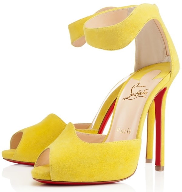 Canary Yellow Suede Christian Louboutin Leonor Fini Heels