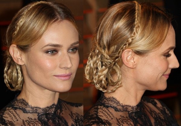 Diane Kruger's hair was styled in an intricate braided updo