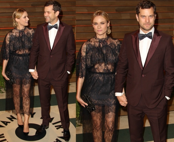 Diane Kruger with Joshua Jackson at the 2014 Vanity Fair Oscar Party held at Sunset Plaza in West Hollywood, California, on March 2, 2014