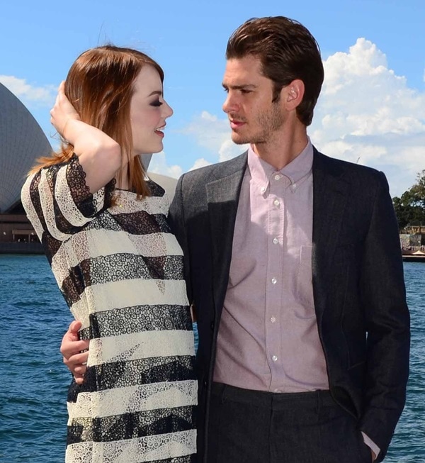 Emma Stone and Andrew Garfield at the photo call for 'The Amazing Spiderman 2'