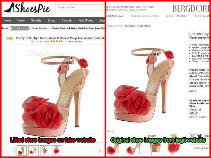 Fraudulent websites are known to steal photos of their high-end products