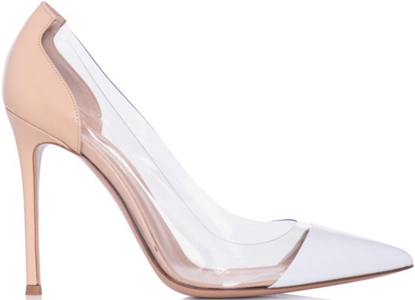 Gianvito Rossi White Leather and PVC Pumps