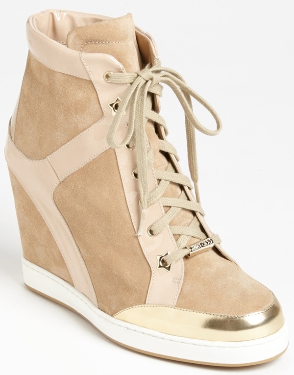 Jimmy Choo Panama Wedge Sneakers in Nude