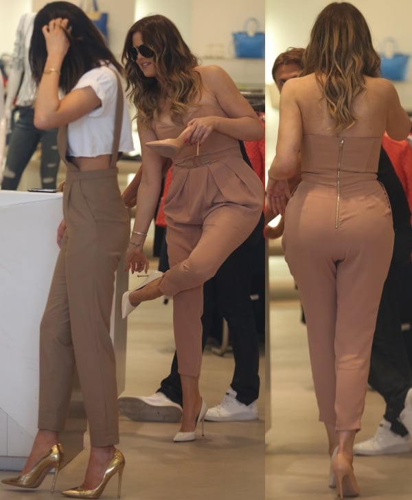 Kylie Jenner and Khloe Kardashian on a shopping spree in Miami Beach, Florida, on March 12, 2014