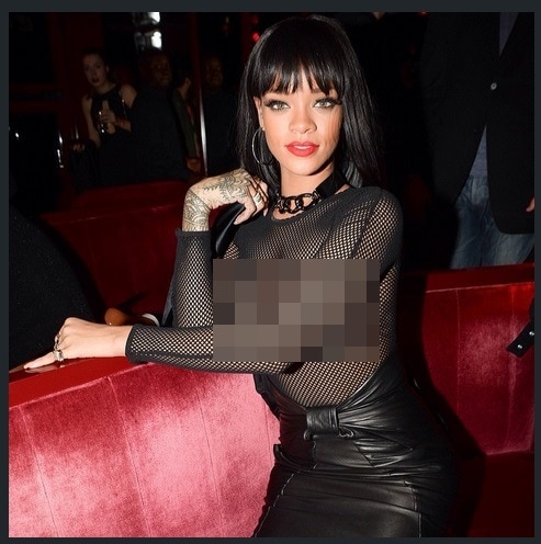 Rihanna's nipples at the Balmain show after-party