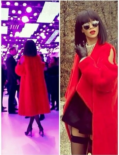 Fan posts of Rihanna attending the Dior show during Paris Fashion Week