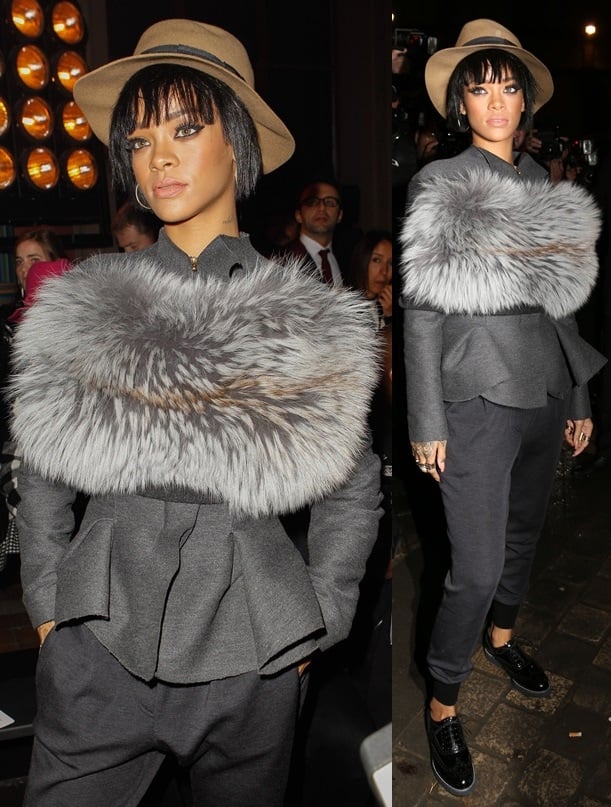 Rihanna in head-to-toe Lanvin at the label's Fall 2014 presentation during Paris Fashion Week