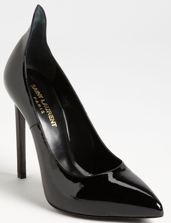 Saint Laurent Paris Escarpin Thorn Pumps in Black Patent