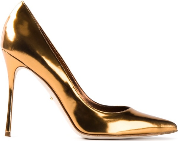 Sergio Rossi Gold Metallic Leather Pumps