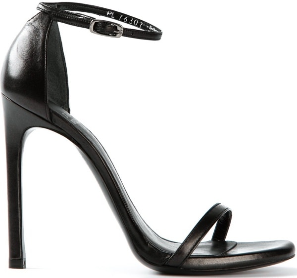 Stuart Weitzman "Nudist" Sandals in Black Leather