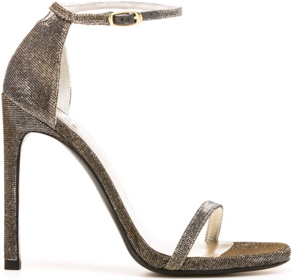 Stuart Weitzman "Nudist" Sandals in Pyrite Nocturn