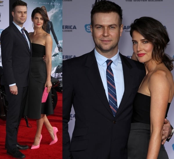 Cobie Smulders with husband Taran Killam at the premiere of Captain America: The Winter Soldier