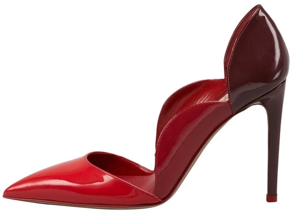 Valentino Rouge Absolute Scalloped Sides Two-Tone d'Orsay Pumps
