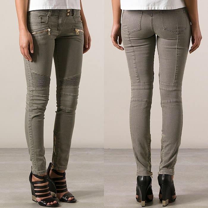 Balmain Gray Zip-Ankle Biker Jeans