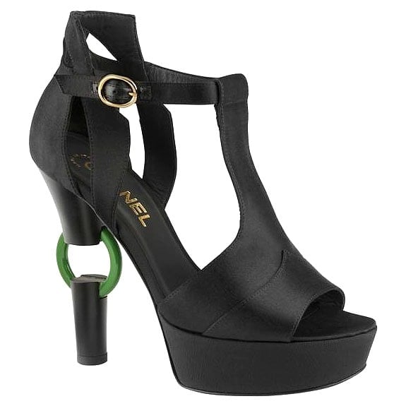 Chanel Ring-Heel Satin T-Strap Sandals
