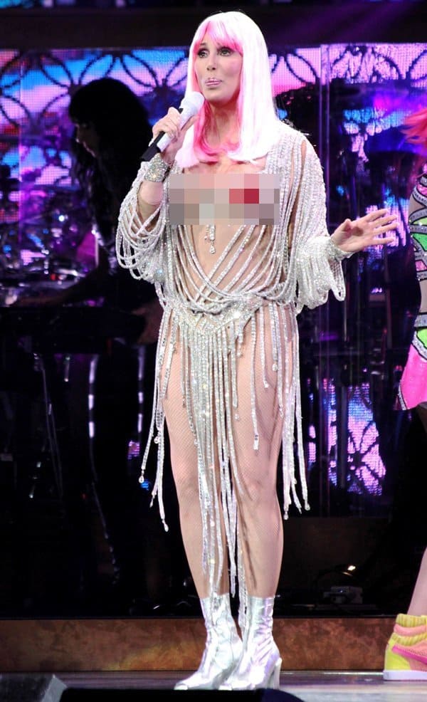 Cher performing in her concert held at TD Garden in Boston, Massachusetts, on April 9, 2014
