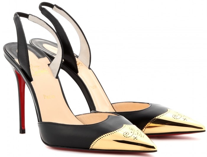  Christian Louboutin Black Calamijane 100 Leather Slingback Pumps