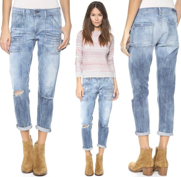 Multiple pocket styles bring a utilitarian edge to cropped boyfriend jeans