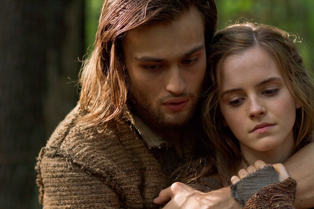 Emma Watson experienced bleeding lips while filming a challenging Noah scene with Douglas Booth, which involved running towards each other before embracing