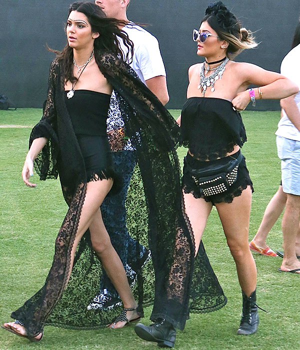 Kendall and Kylie Jenner at day 2 of week 1 of the 2014 Coachella Music Festival in Indio, California, on April 12, 2014