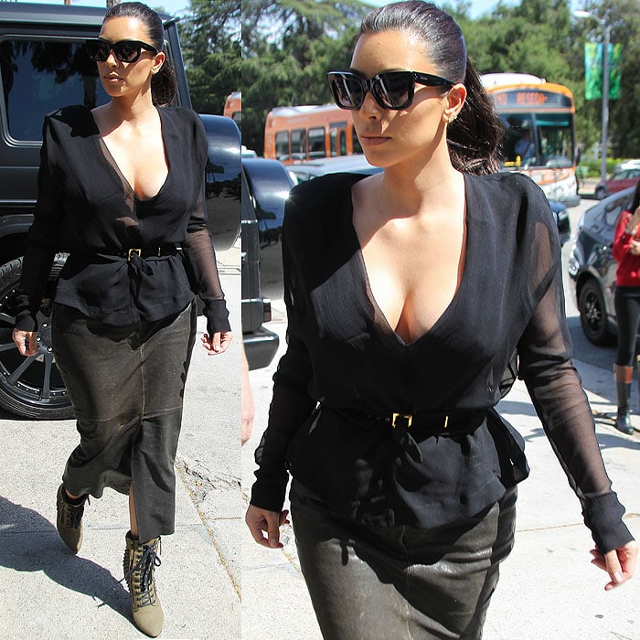 Kim Kardashian visiting and filming her reality show at Canyon Beachwear in Studio City, California, on April 23, 2014