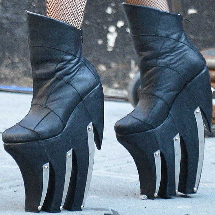 Lady Gaga's choice of everyday footwear is far from ordinary: towering platform boots with extreme heights and jagged soles
