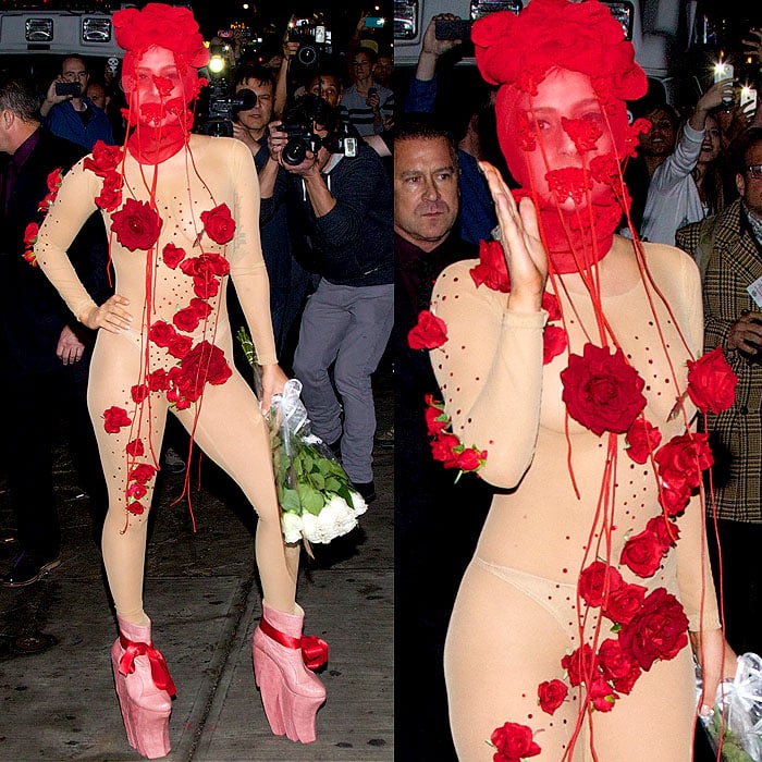 At her recent performance at the Roseland Ballroom, Lady Gaga dazzled in a near-naked ensemble, elegantly draped with roses