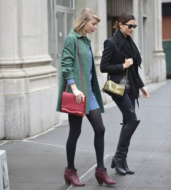 Best friends Lily Aldridge and Taylor Swift step out for lunch in Soho, New York City, showcasing their impeccable style on March 28, 2014