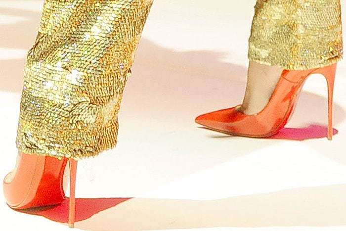 Lily Allen did her high-energy performance in these Christian Louboutin "So Kate" pumps
