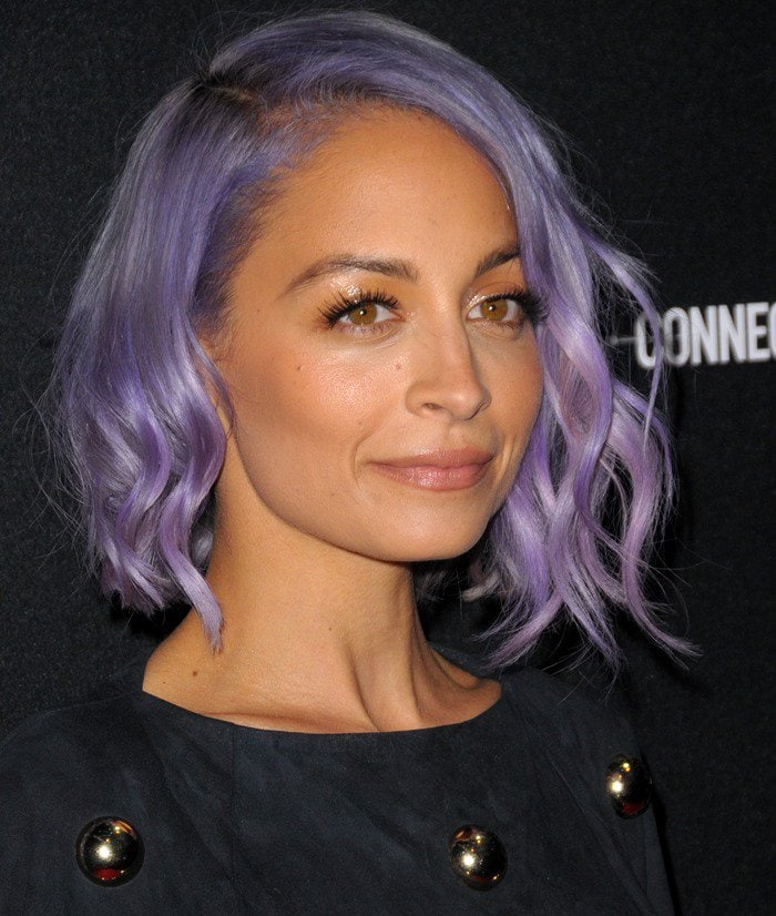 Nicole Richie showing off her purple hair