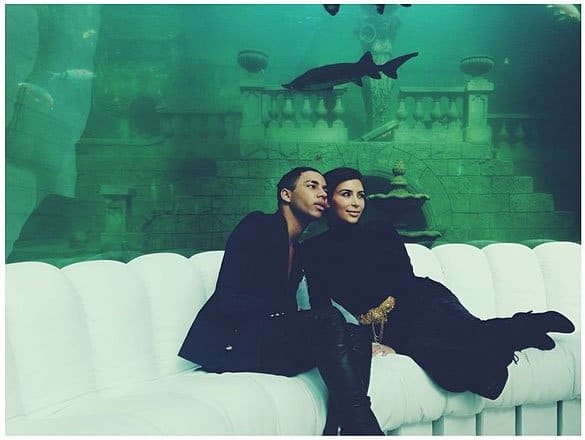Kim Kardashian and Olivier Rousteing enjoy a moment together in the underwater room at Chateau Louis XIV