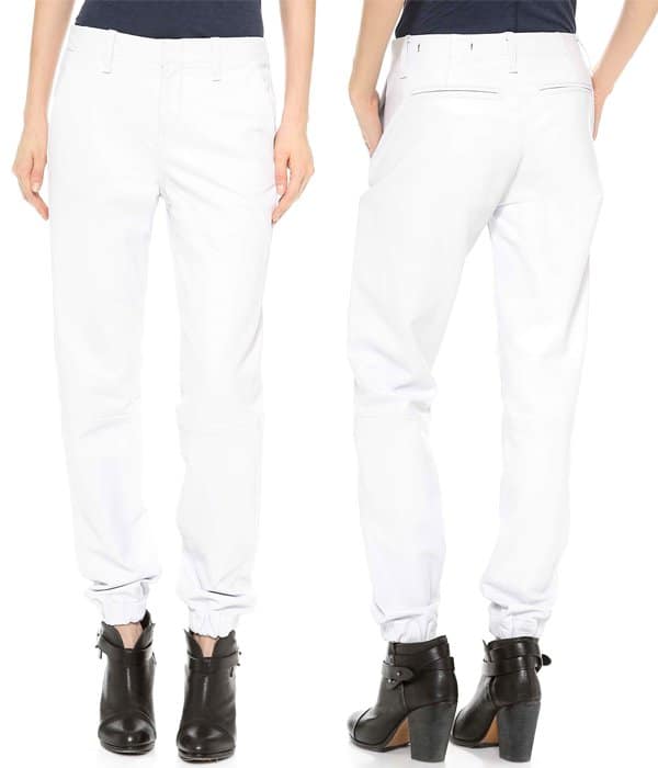 Rag & Bone JEAN The Leather Pajama Pants in White Leather