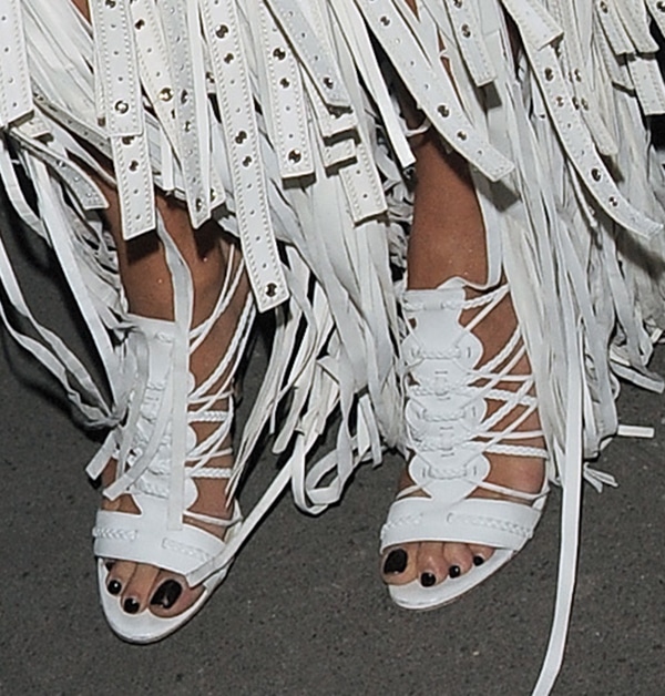 Rita Ora's sexy toes in Roberto Cavalli sandals