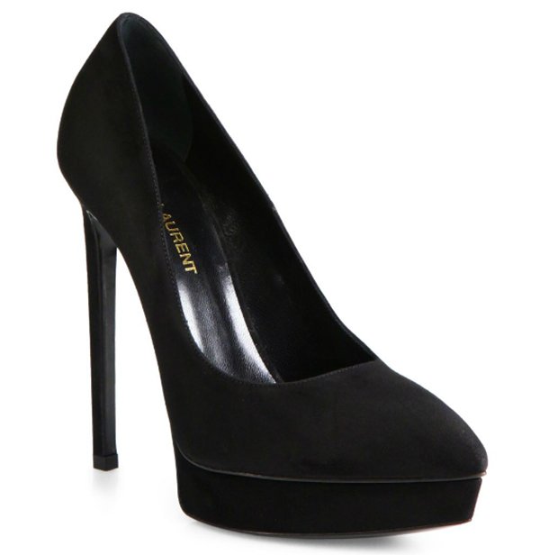 Saint Laurent Janis Suede Platform Pumps Black