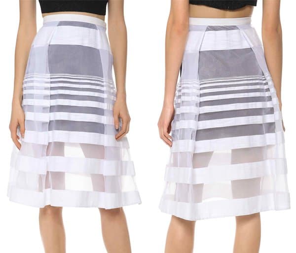 Tibi Striped Jacquard Gauze Skirt