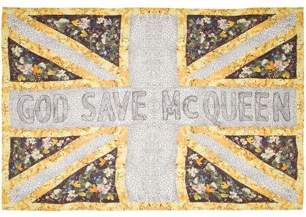 Alexander McQueen 'God Save McQueen' Modal Scarf in Yellow Multi