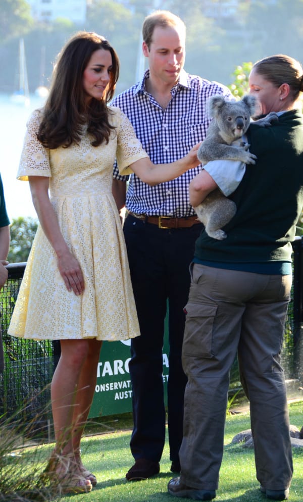 Catherine Duchess of Cambridge in Rebecca English yellow eyelet dress