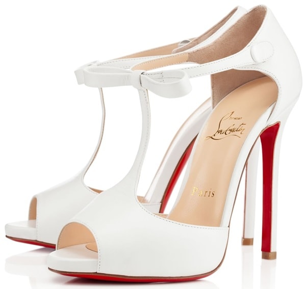 Christian Louboutin "Belly Nodo" T-Strap Sandals in White