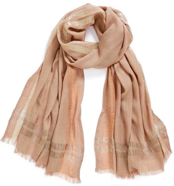 Echo Lurex Border Scarf in Taupe