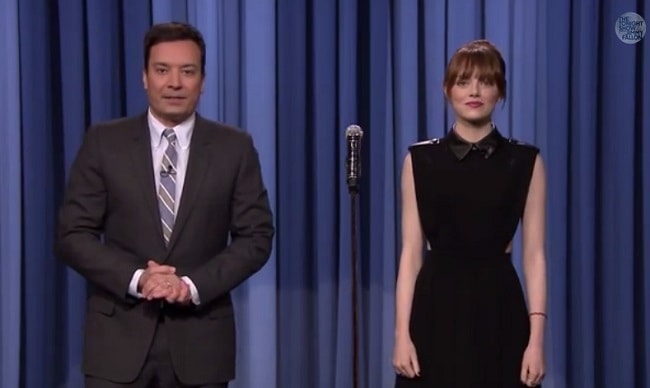 Emma Stone engaged in a lip sync battle with Jimmy Fallon when she appeared on his show the other day