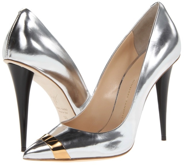 Giuseppe Zanotti Cap-Toe Pumps in Mirror Silver