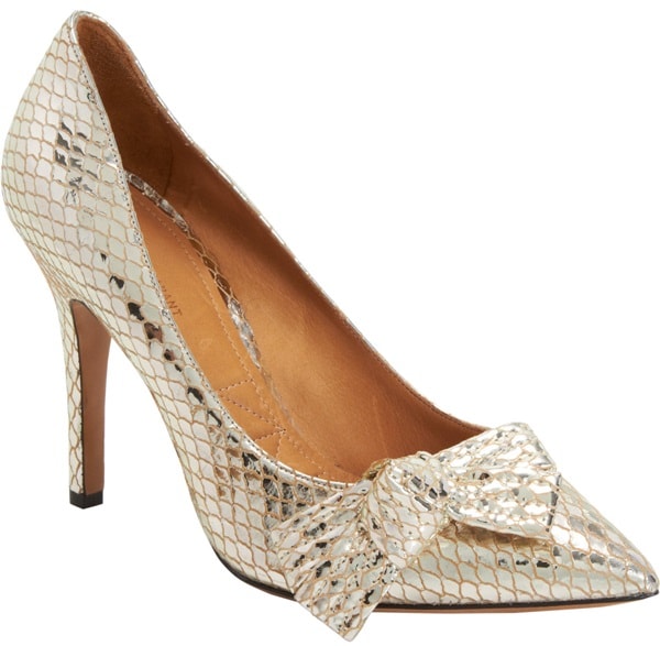 Isabel Marant "Poppy" Bow-Detailed Pumps in Dore Gold