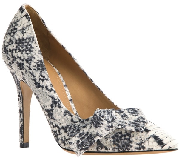 Isabel Marant "Poppy" Bow-Detailed Pumps in Natural Snake