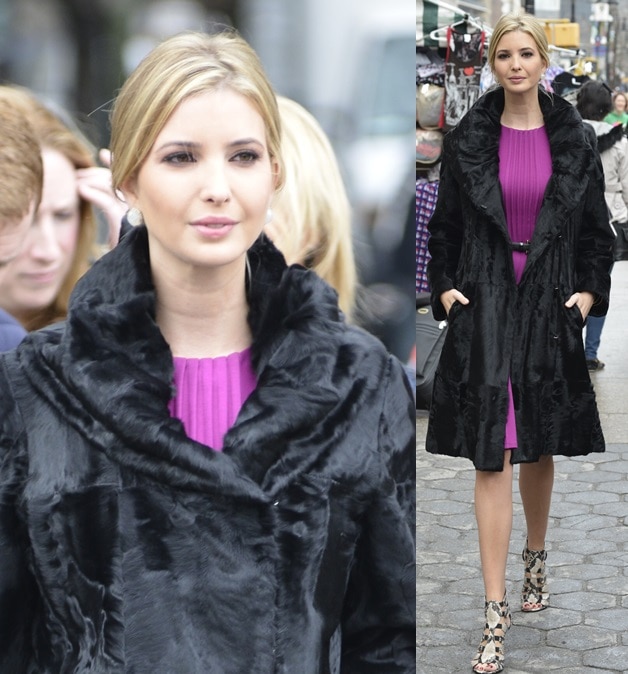 Ivanka Trump looked exceptionally regal in a black fur coat and a magenta-hued frock