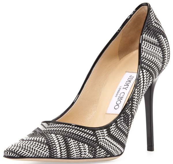 Jimmy Choo "Abel" Woven Leather Pointy-Toe Pumps