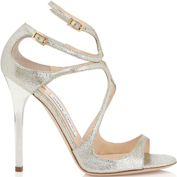 Jimmy Choo "Lance" Sandals in Champagne Glitter