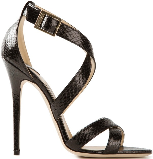 Black Snakeskin Jimmy Choo "Xenia" Sandals