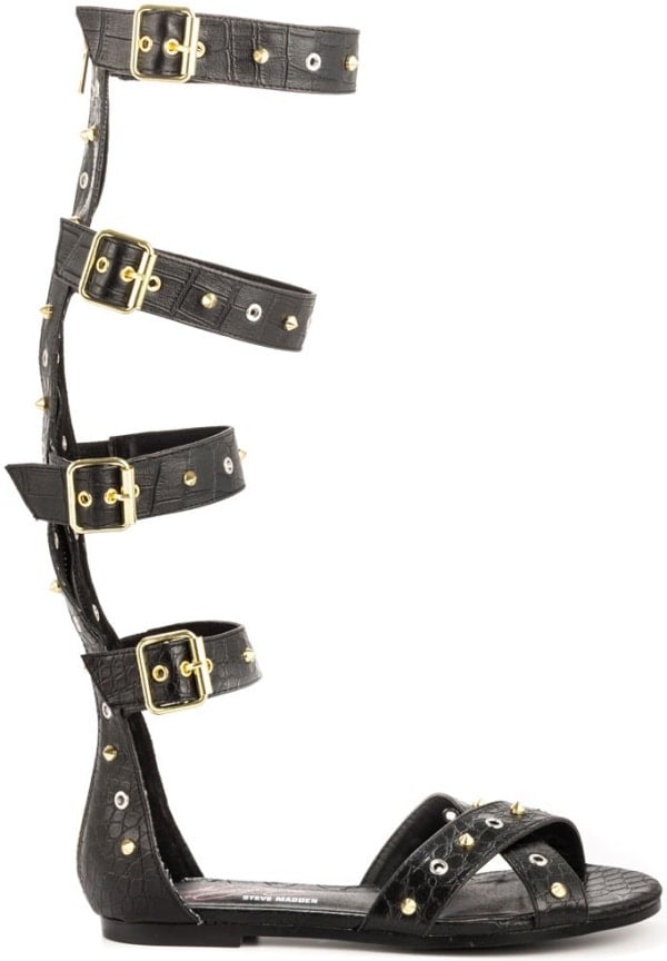 Keyshia Cole by Steve Madden "Prix" Gladiator Sandals in Black Croc