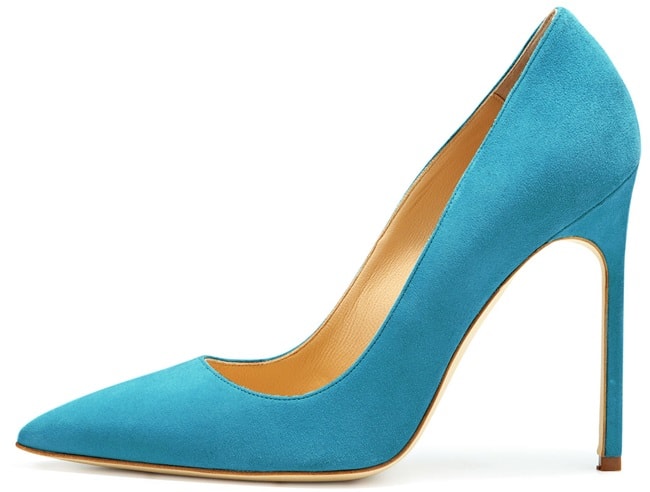 Manolo Blahnik BB 115 mm Suede Pumps in Malibu Blue